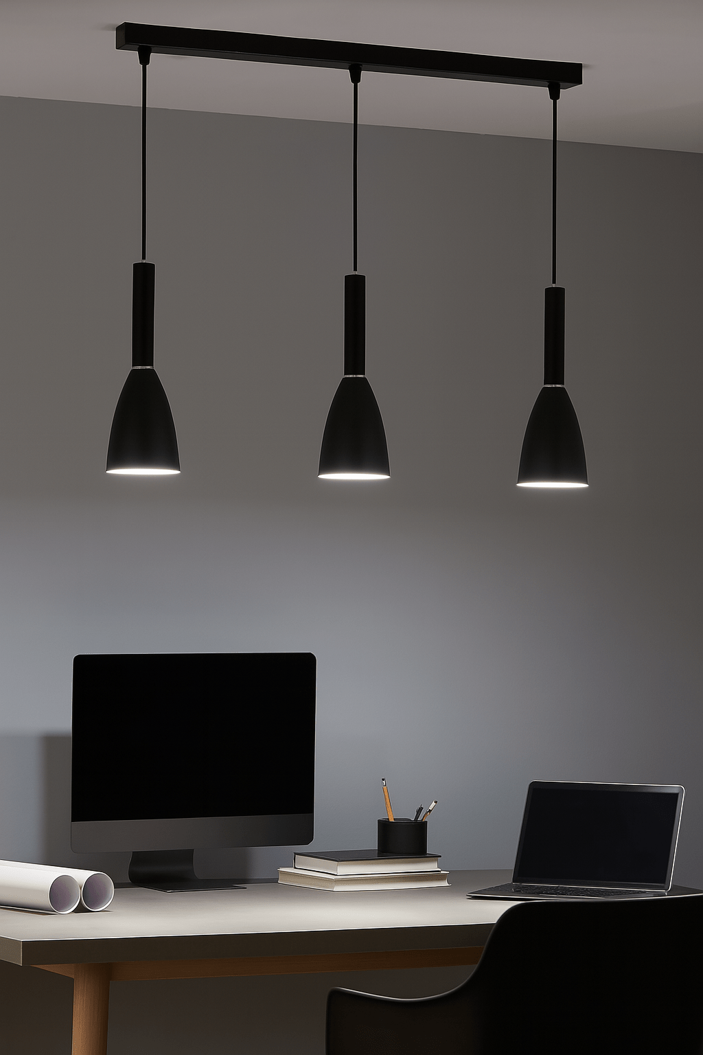 Black Metal Pendant 3 Light PEN244/3