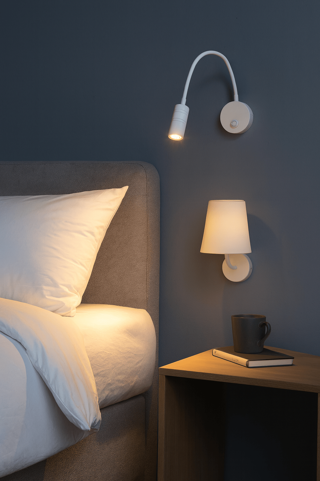 Nora White Reading Lamp - Flexible Arm