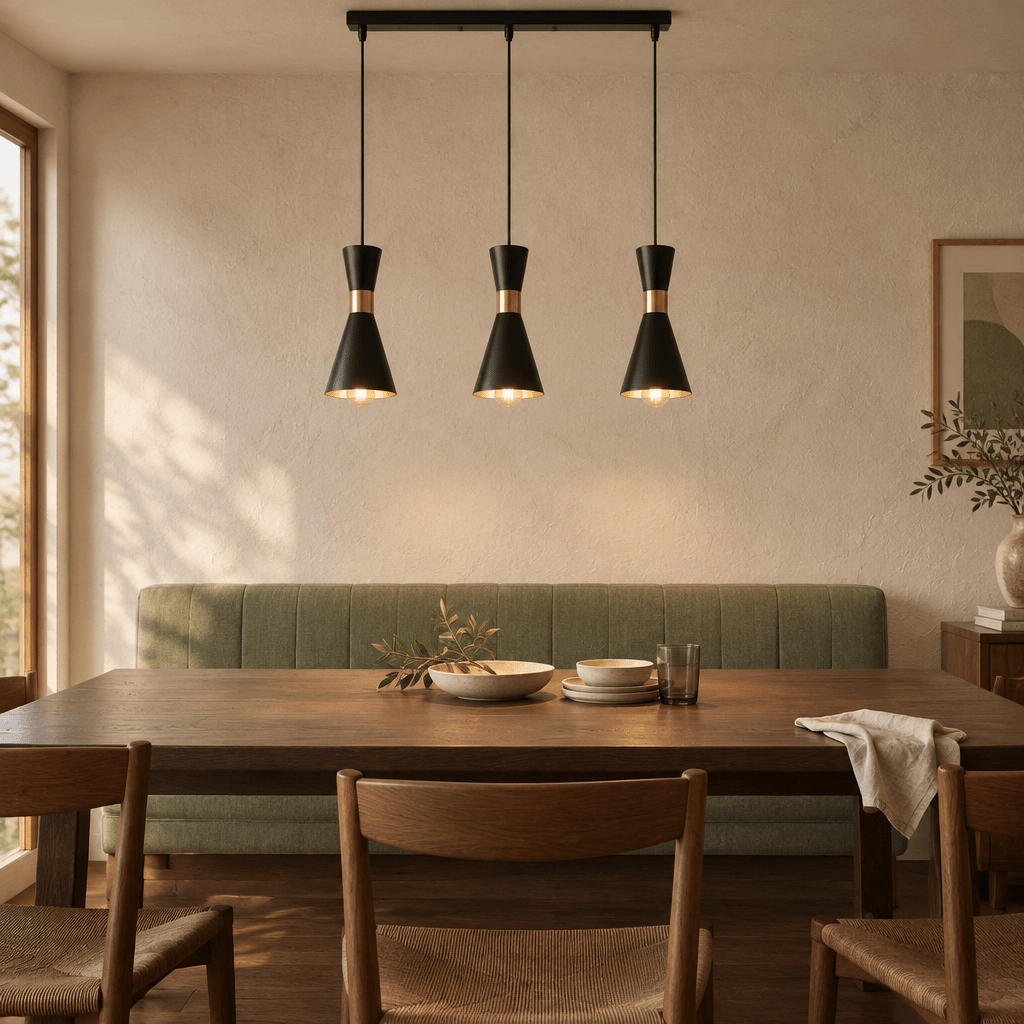 Carrington 3 Light Black & Gold Pendant Light