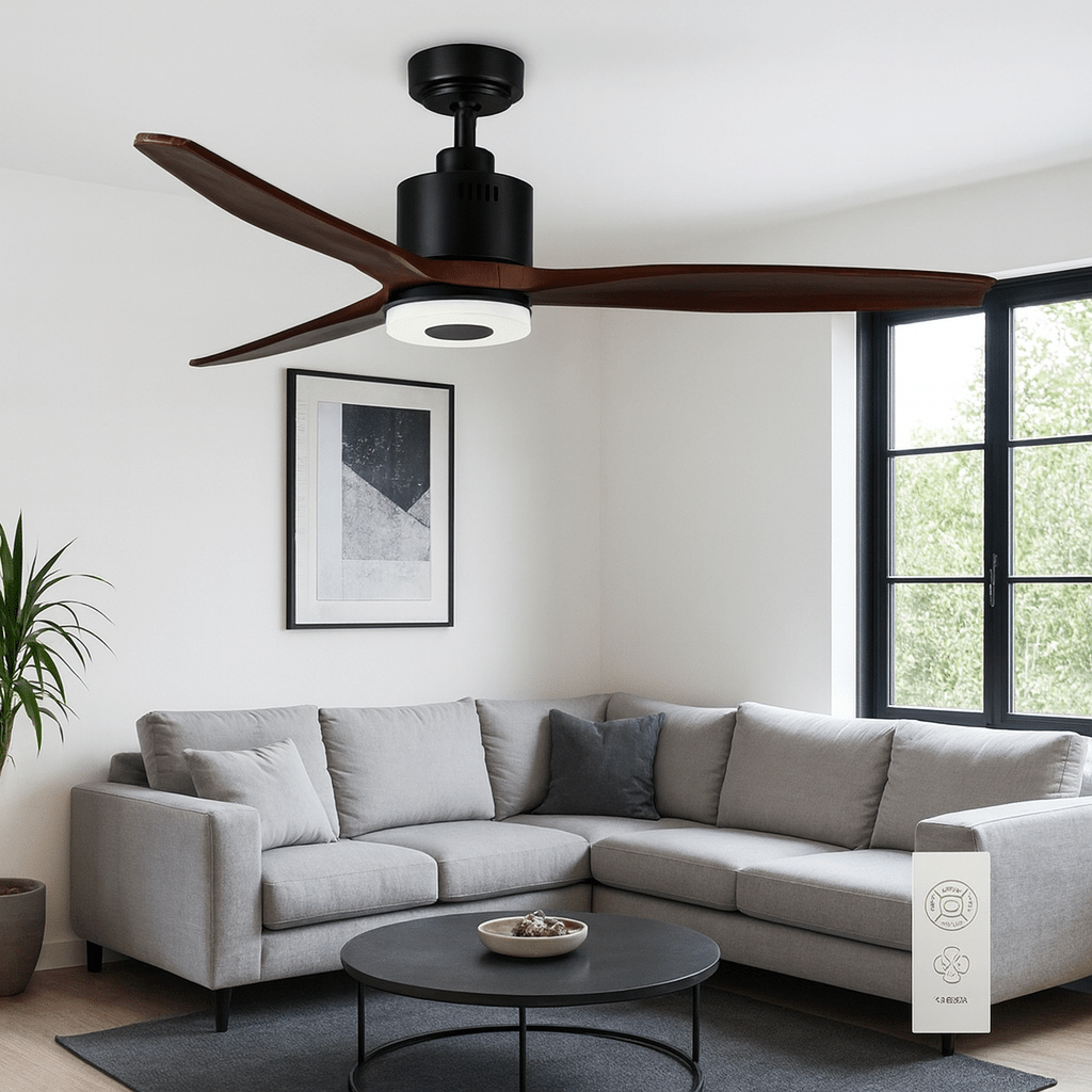 Metal, ABS and Wood LED Ceiling Fan