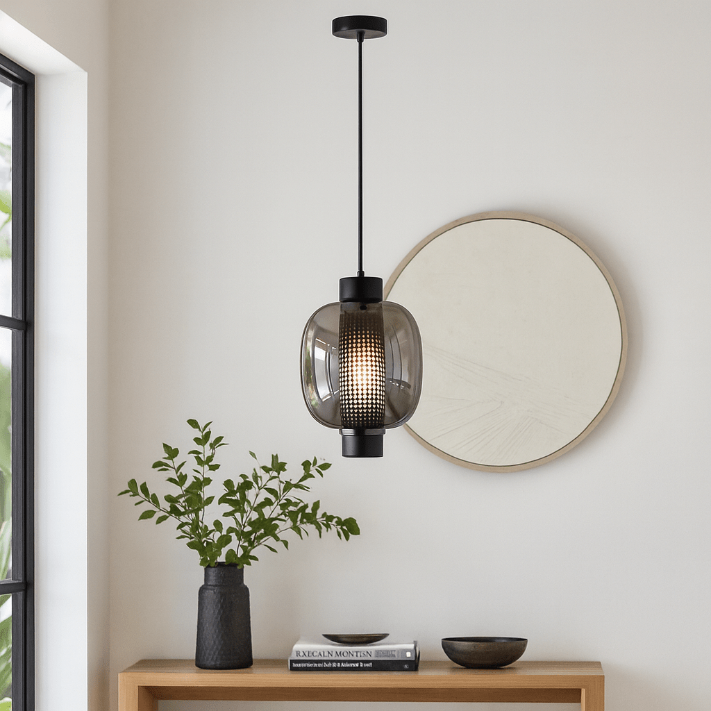 Chicago Large Black Glass Pendant