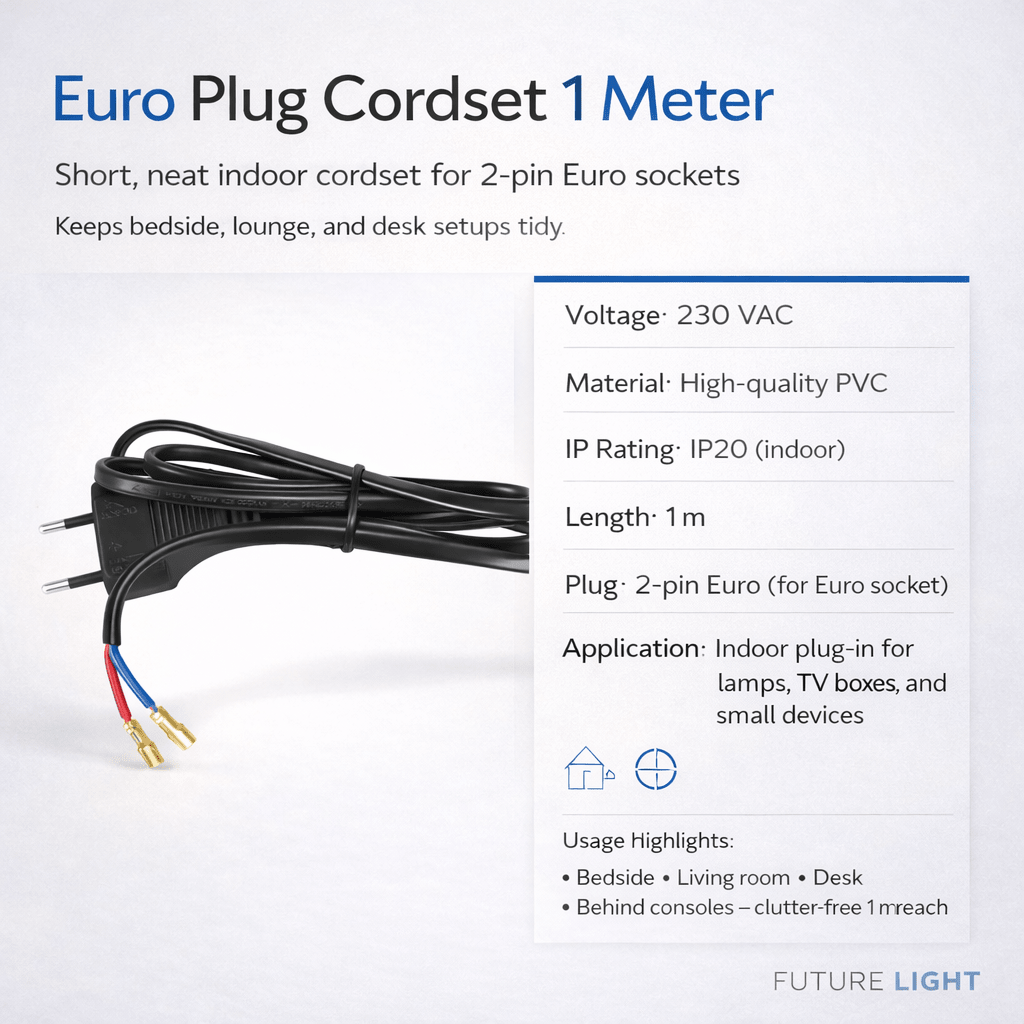 Euro Plug Cordset 1 Meter