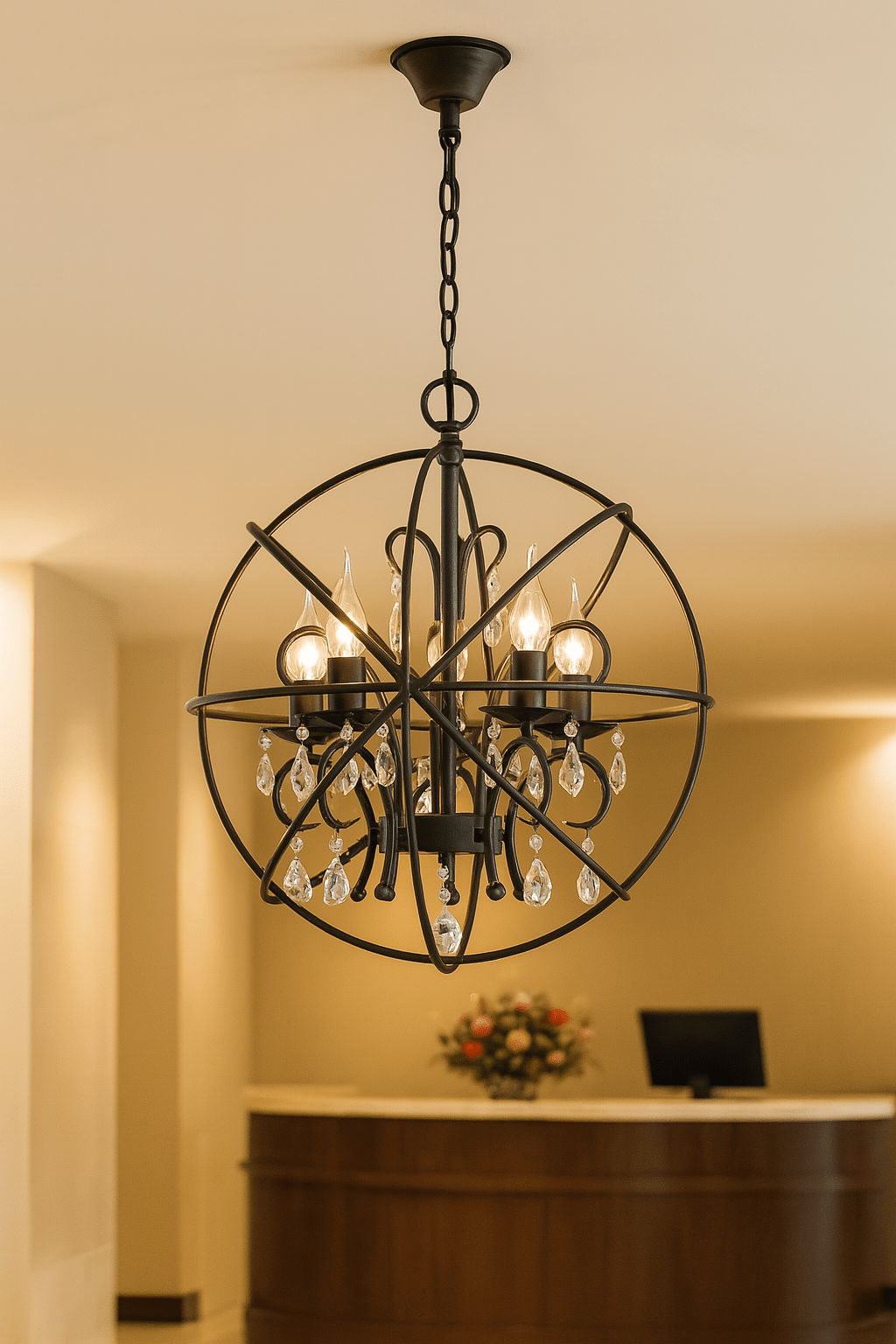 Black Metal Pendant with Crystals PEN529