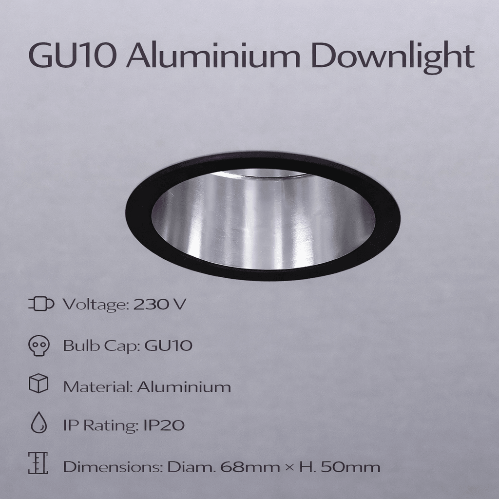 Black & Chrome Anti-Glare LED Downlight