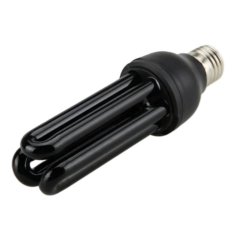 25 Watt UV black light bulb with a standard E27 base, featuring a sleek black design.
