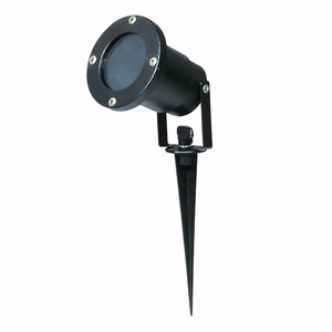 Black outdoor spotlight with spike on a white background