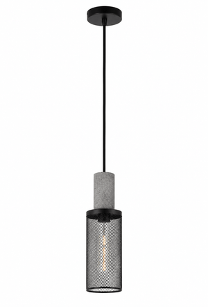 Midnight Long Mesh & Stone Pendant Light featuring a textured mesh dome and stone accent.