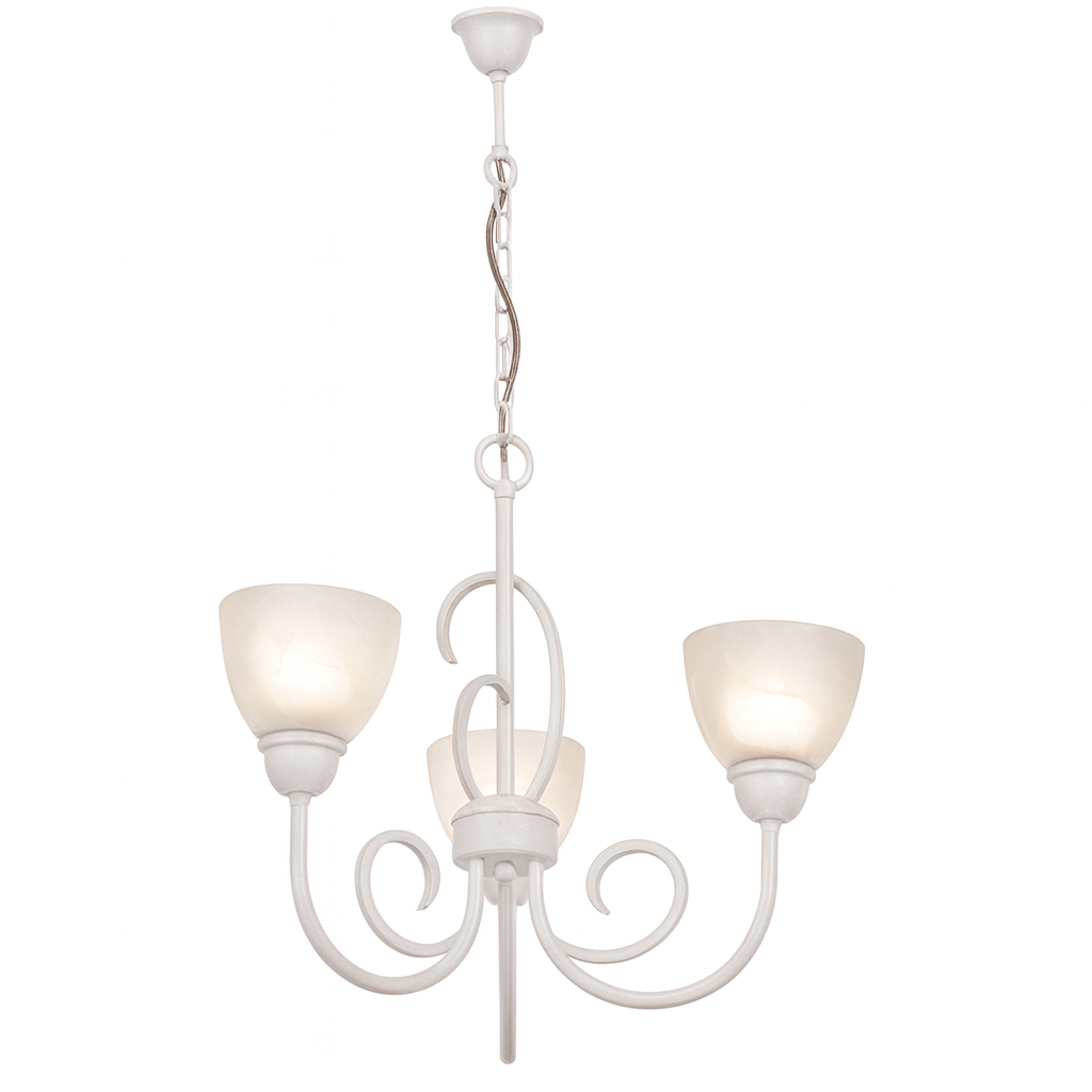 French White Chandelier - 3 Light