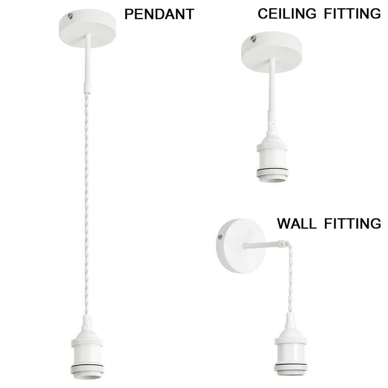 Matt White 3-in-1 Pendant Wall Ceiling Light