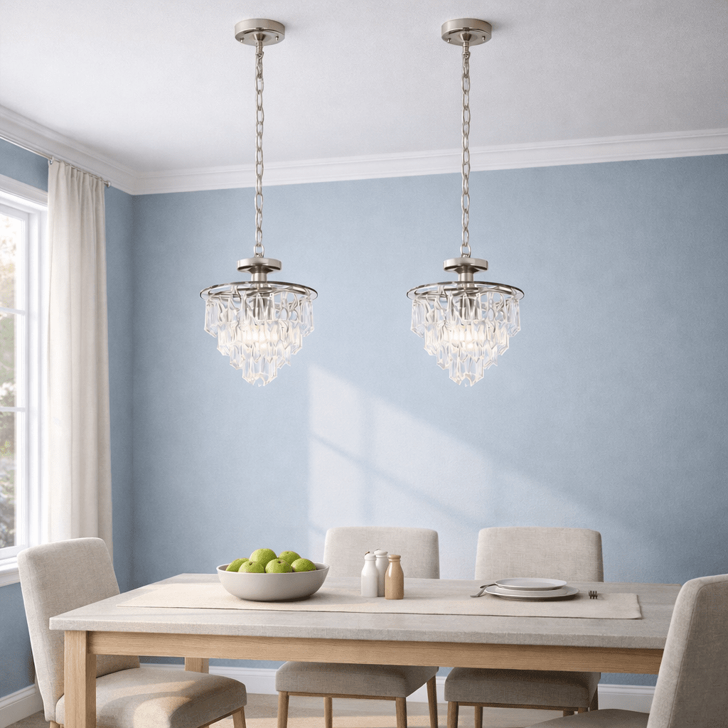 Polished Chrome Pendant with Clear Acrylic Crystals PEN334