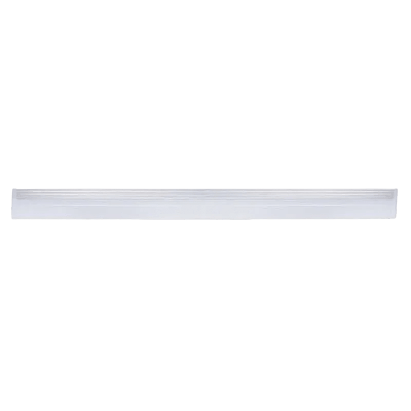 White rectangular LED slim line linear fitting centered on a solid green background
