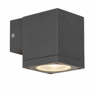 graphite square outdoor wall light fixture on a white background