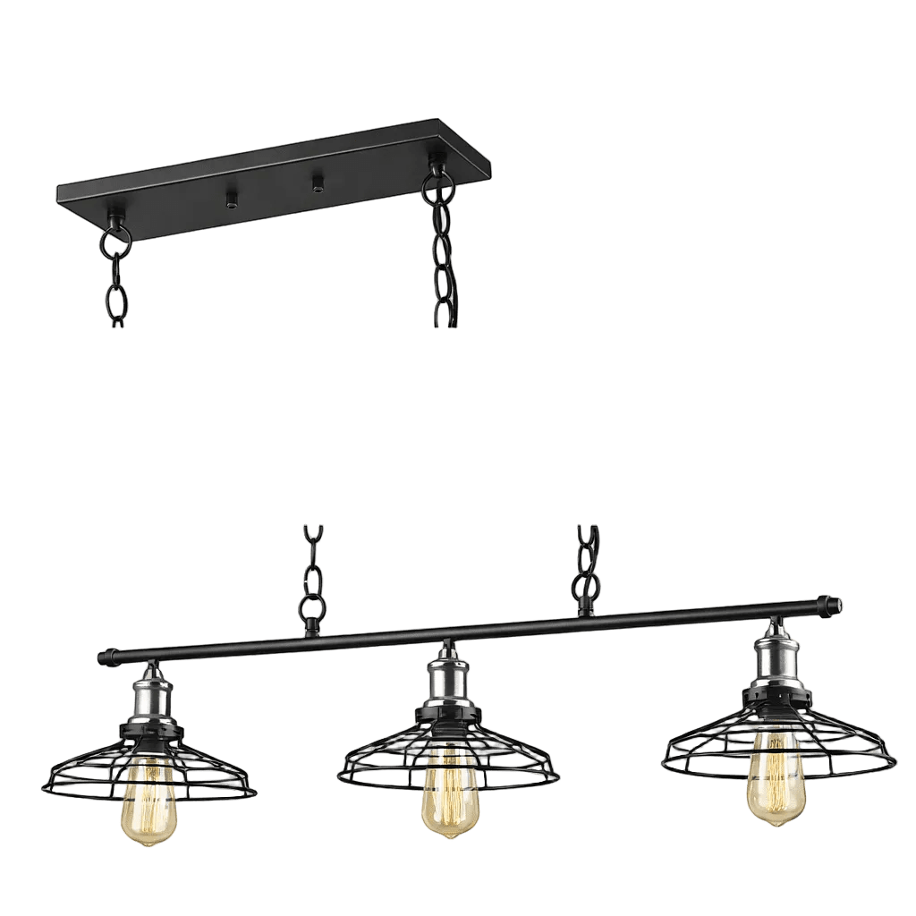 3 Light Black/Chrome Grid Pendant