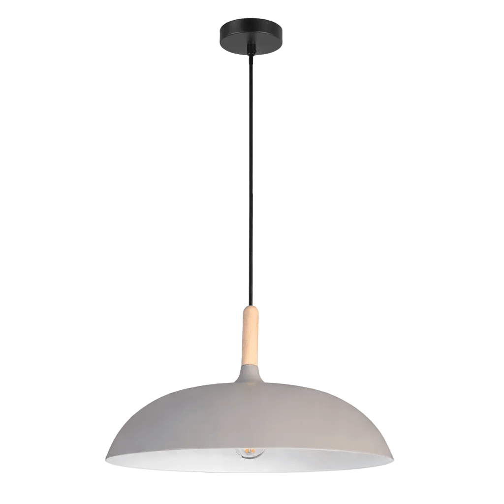Grey Metal & Wood Pendant Light