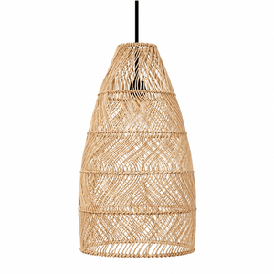 Rattan pendant light with a natural woven design, ideal for warm ambient lighting.