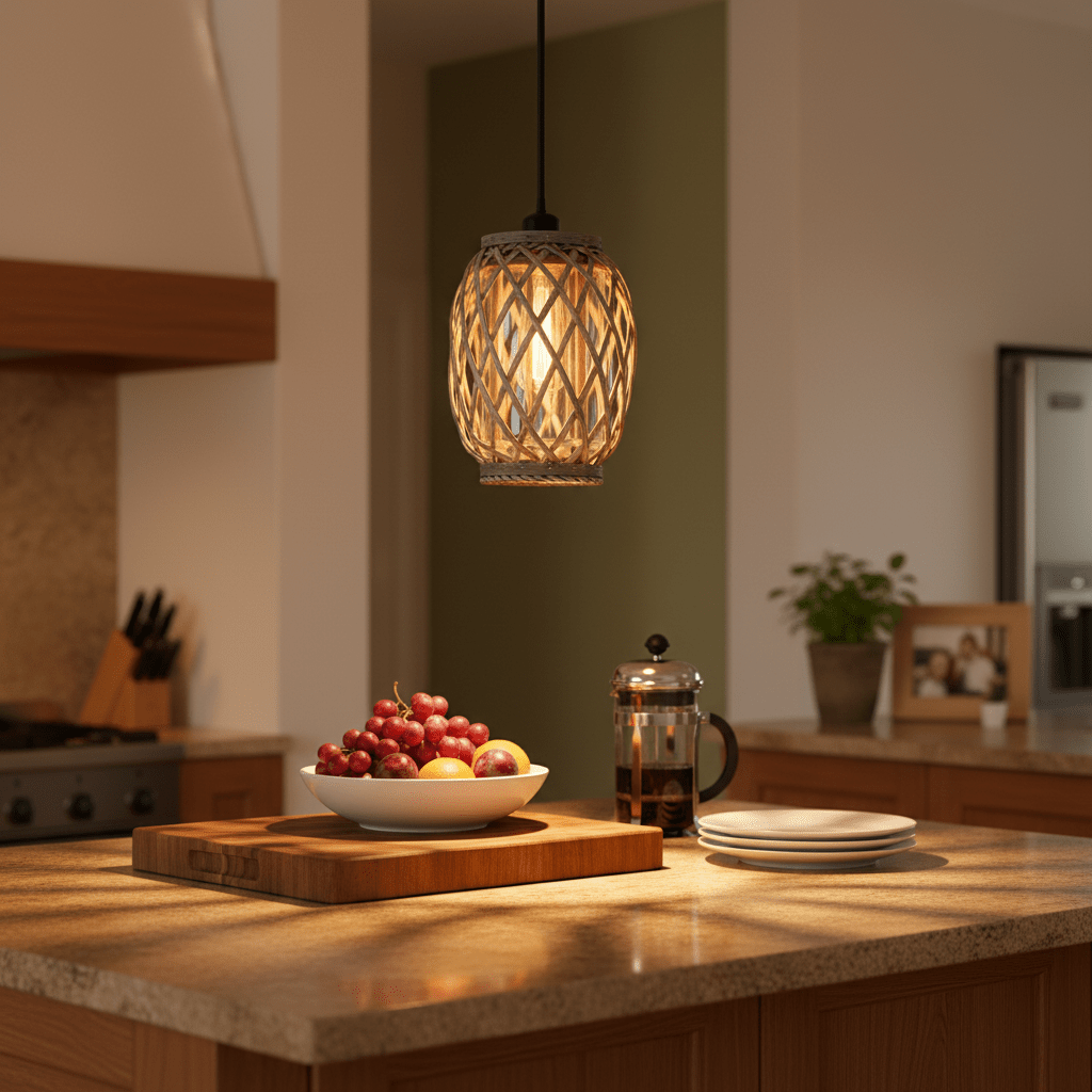 Metal and Rattan Pendant 641