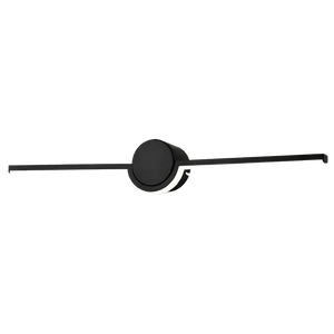 Black slim LED linear light with a circular base and two elongated arms, featuring a matte finish.