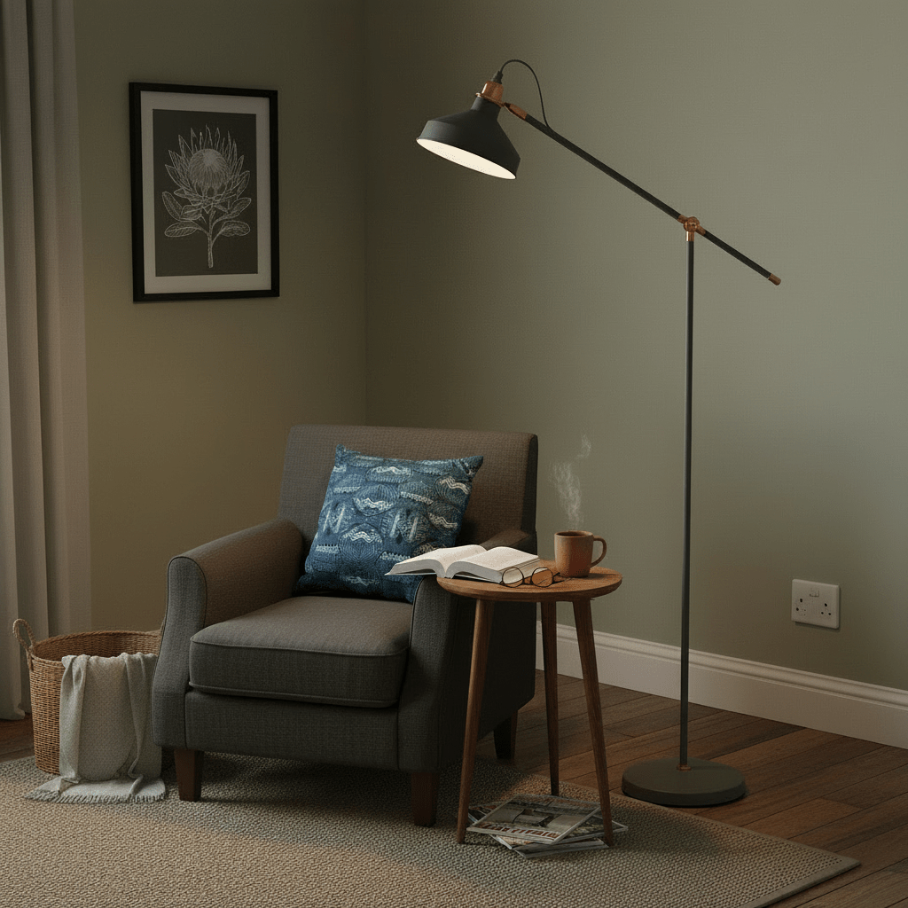 Bankers Floor Lamp Grey & Copper