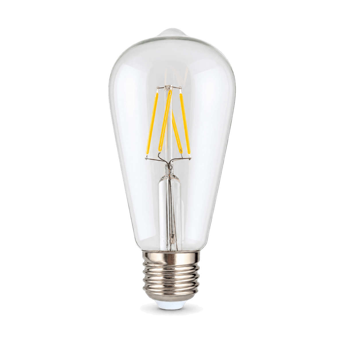 Clear 4W pear-shaped E27 LED filament bulb, transparent background