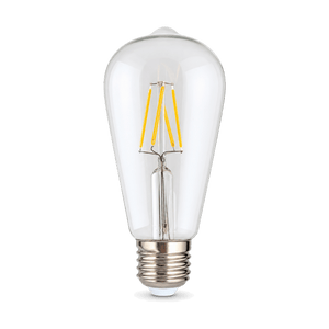 Clear 4W pear-shaped E27 LED filament bulb, transparent background