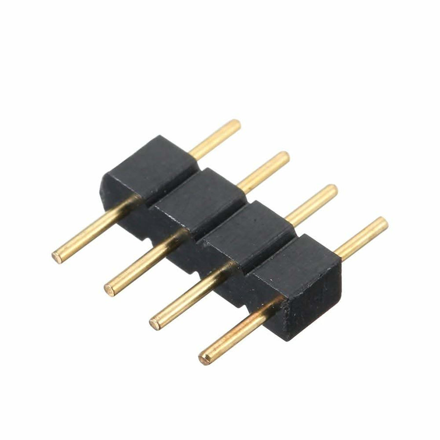 Black connector with gold pins on a white background