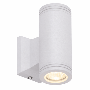 Die Cast Aluminium Up & Down Wall Light in Grey, showcasing a modern cylindrical design with dual lighting.