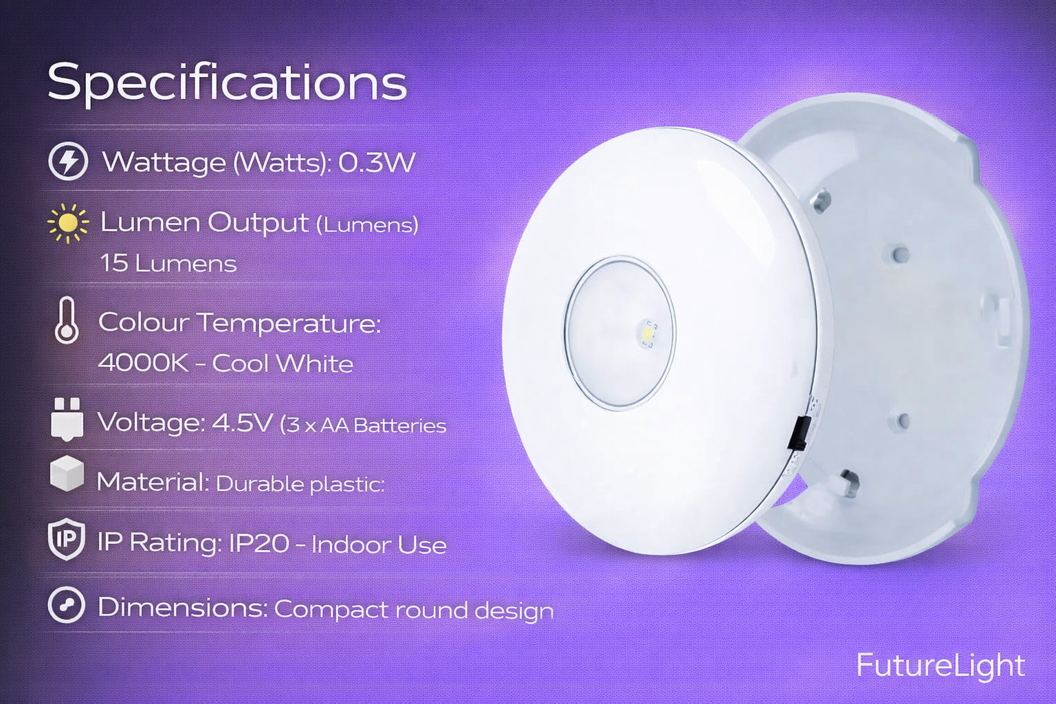 Battery Operated Cabinet Light - Round (Motion Sensor)