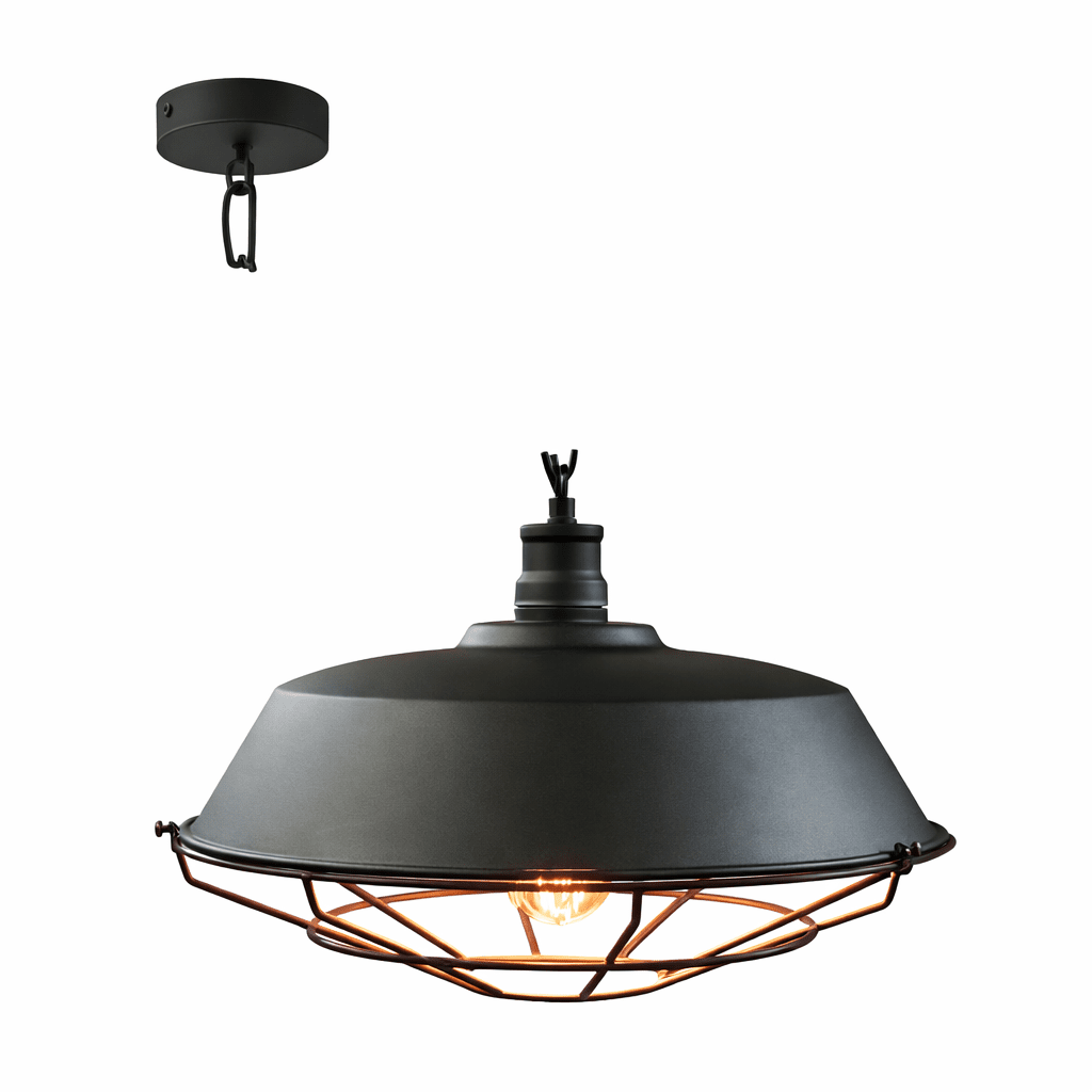 Grid Pendant 485mm Black E27