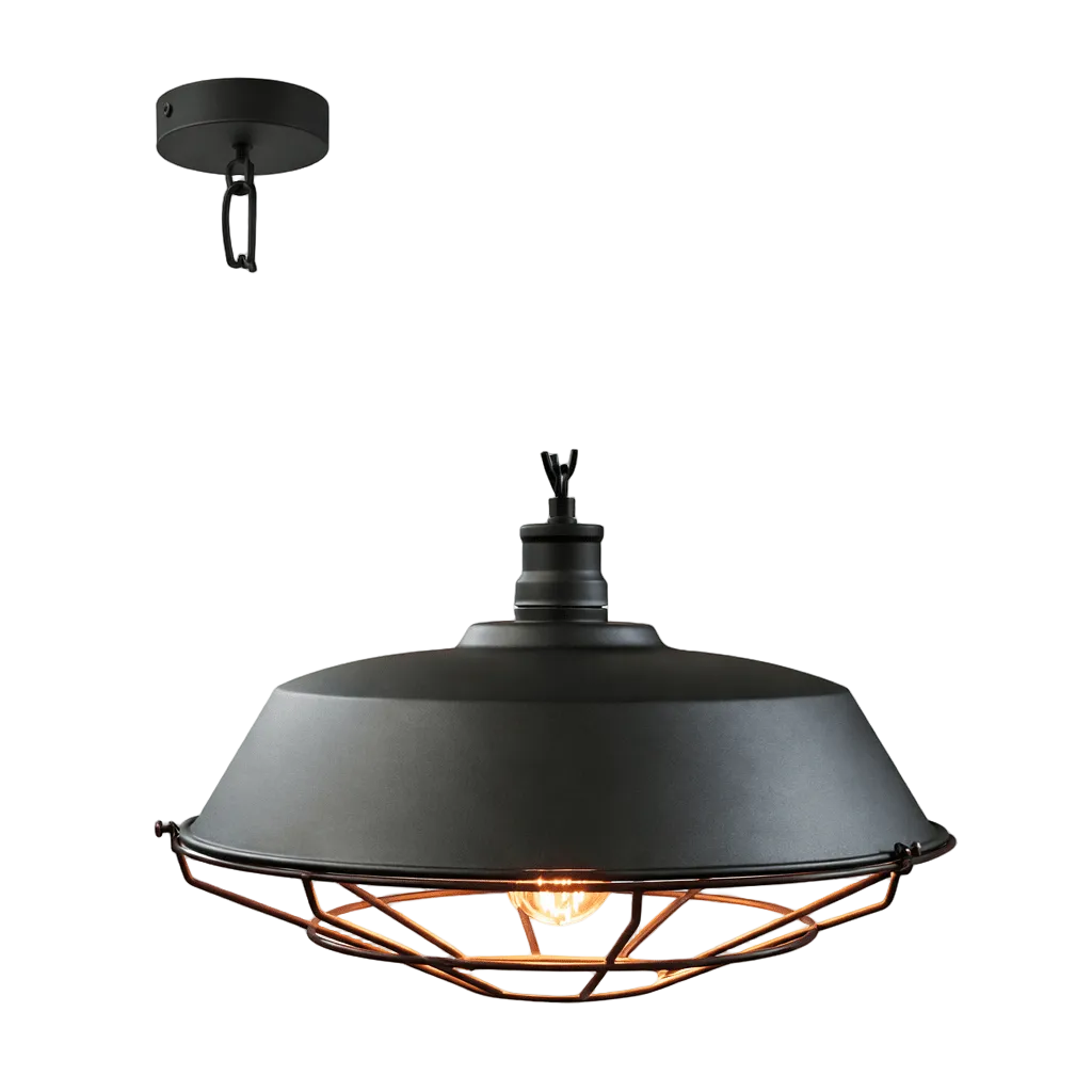 Grid Pendant 485mm Black E27