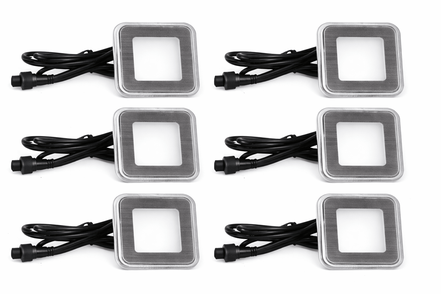 Six square deck light kit with cables on a white background