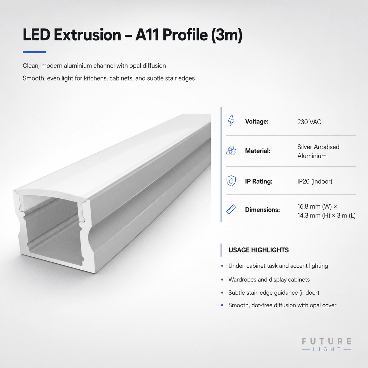 LED Extrusion - A11 Profile (3m)