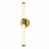 Gold wall sconce with cylindrical design on a white background