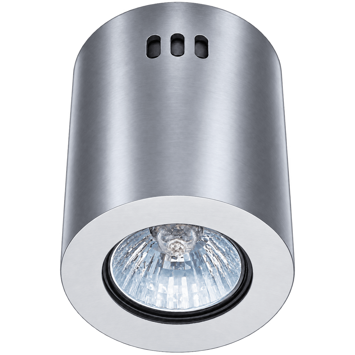 LED GU10 Surface Mounted Downlight Holder Round - Satin Chrome — transparent product image