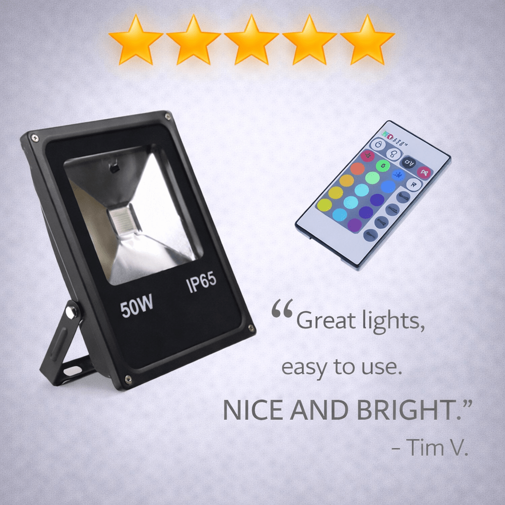 LED Flood Light - 30W RGBW with Remote