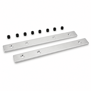 Two metal linear joints with black connectors for 35 x 35 recessed LED profiles.