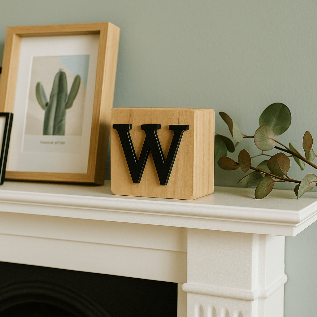 Black Wooden Letter Block W