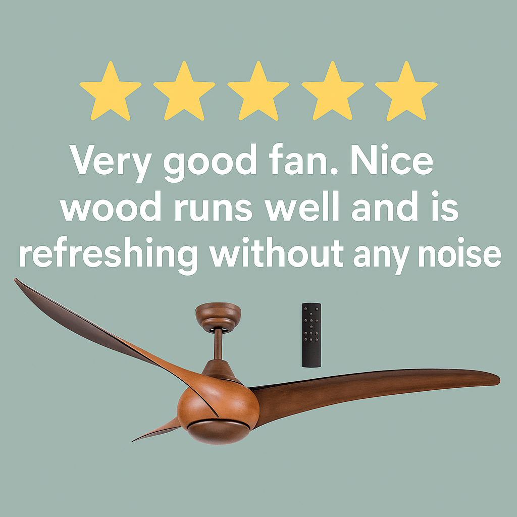 Steel and Acrylic Ceiling Fan with Wood Finish