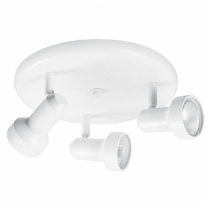 Three-head indoor spotlight in matte white finish, designed for flexible directional lighting.