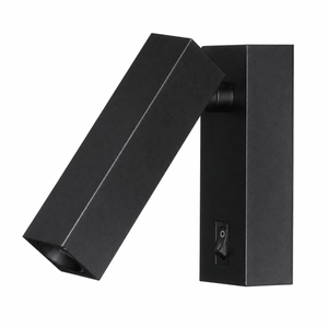 Kolo Square Bedside Reading Light in black, featuring a directional light and a simple on/off switch.