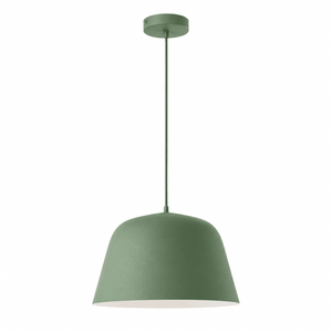 teal pendant light on a white background