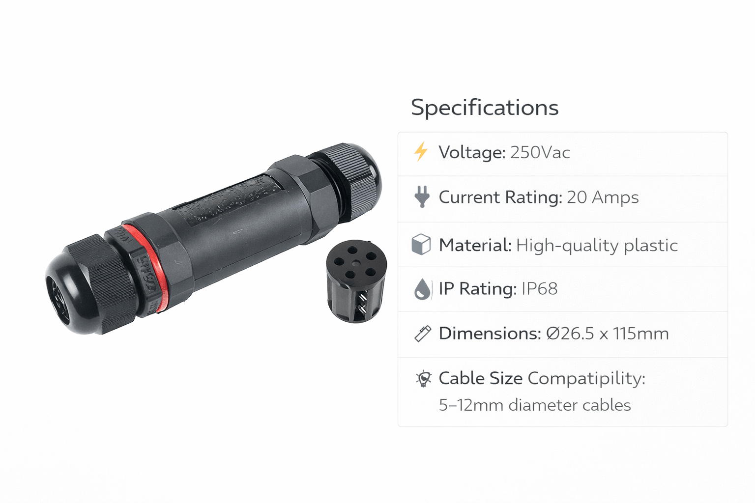Waterproof Cable Connector IP68 - Removable Terminal