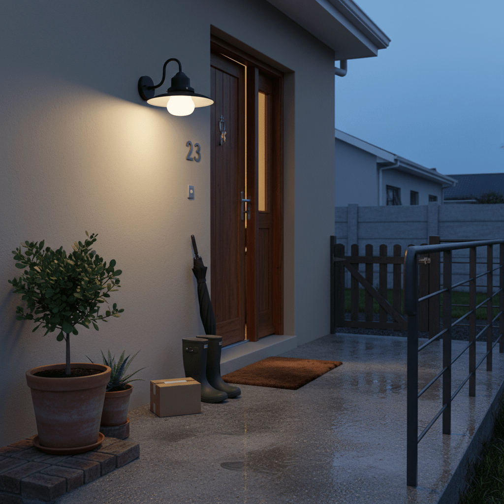 Black Outdoor Wall Light - Opal Glass Shade