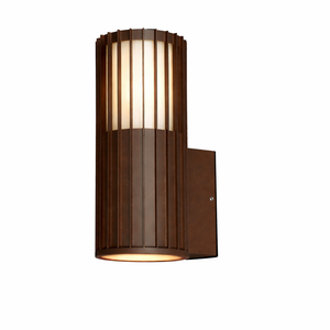 Brown wall-mounted light fixture on a white background