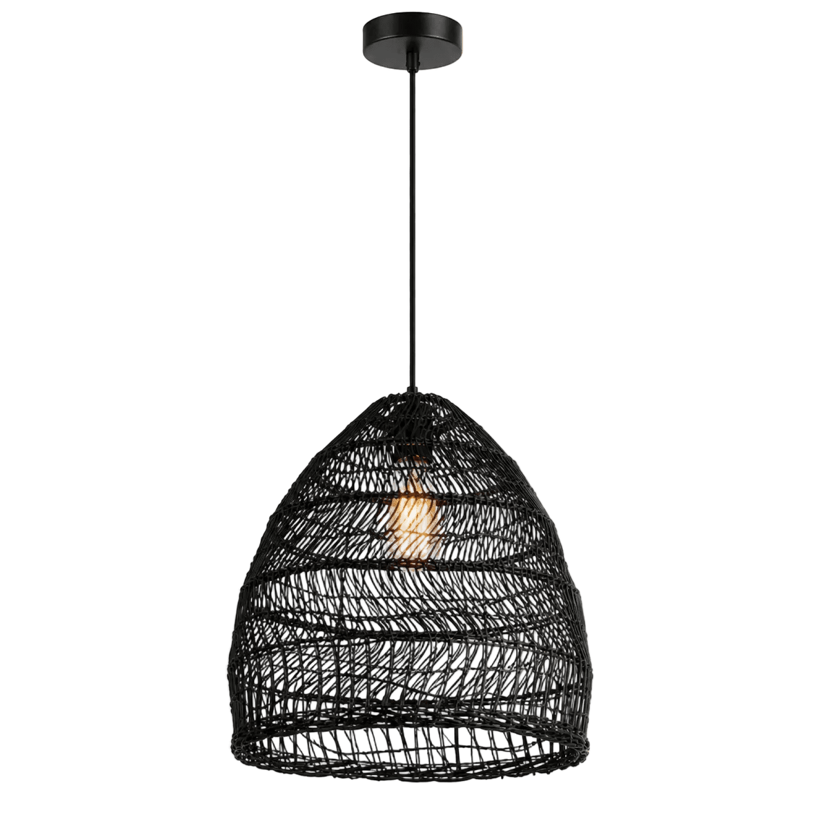 Black Rattan Pendant 400