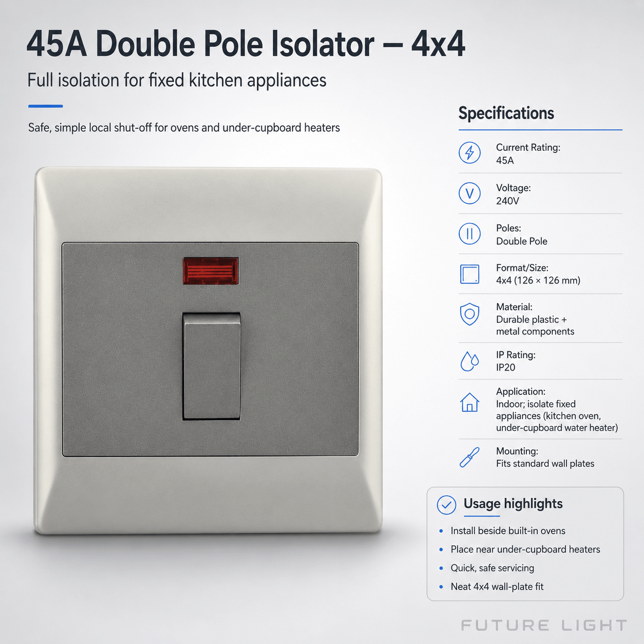 45A Double Pole Isolator - 4x4