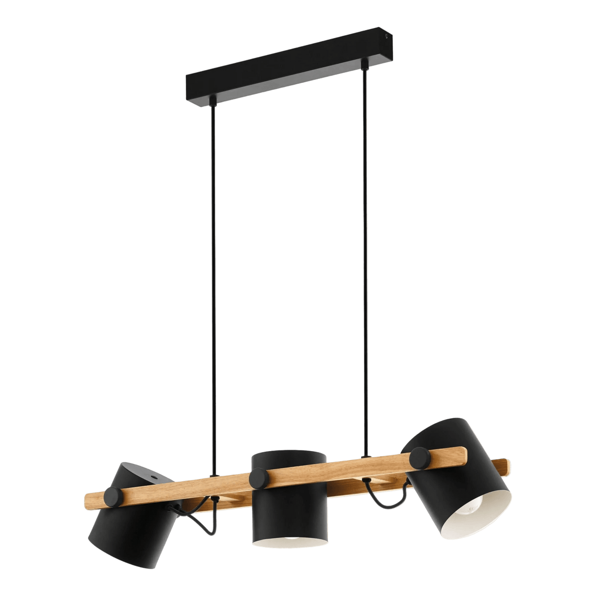 Hornwood 3 Black & Wood Pendant Light