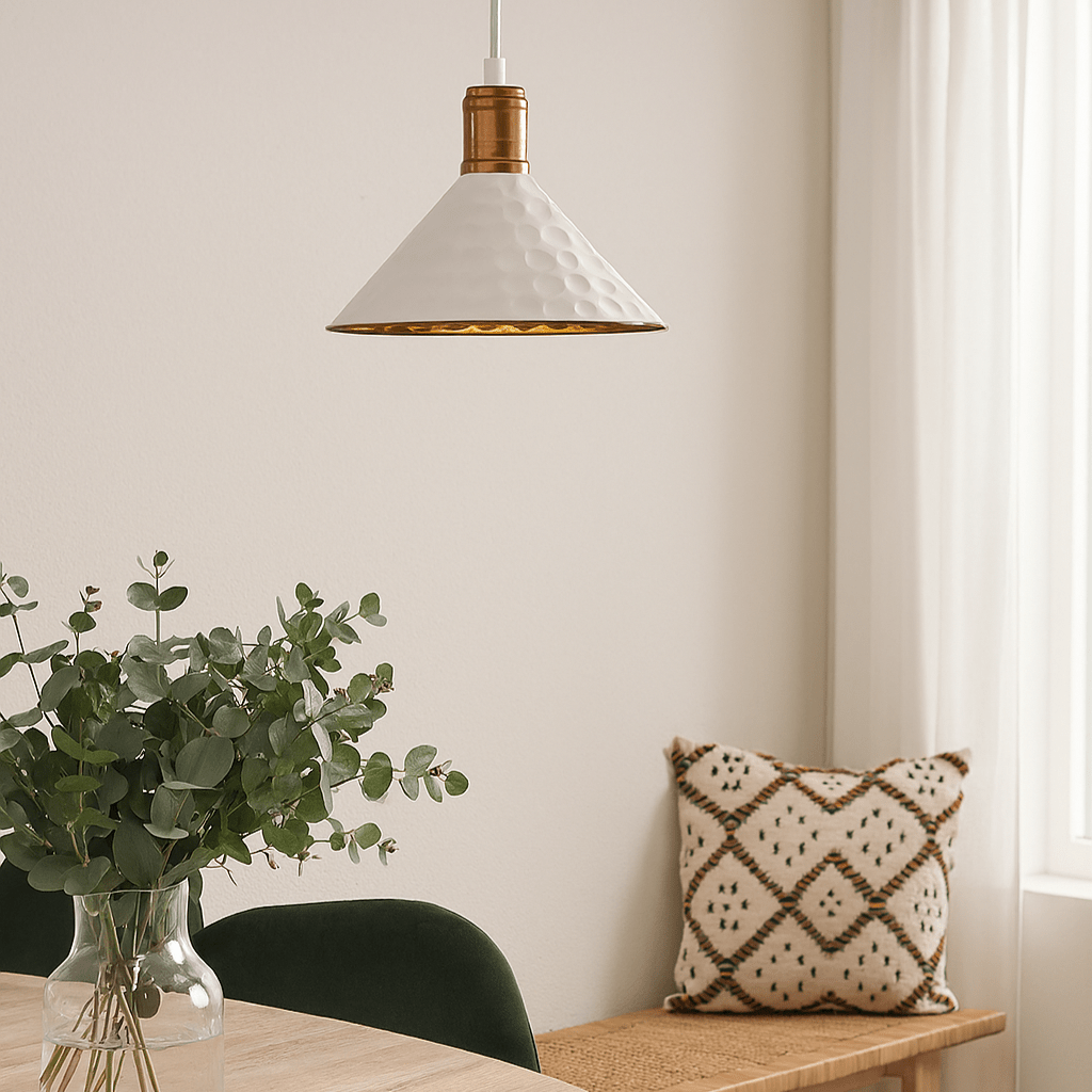 White Iron Pendant with White Cord