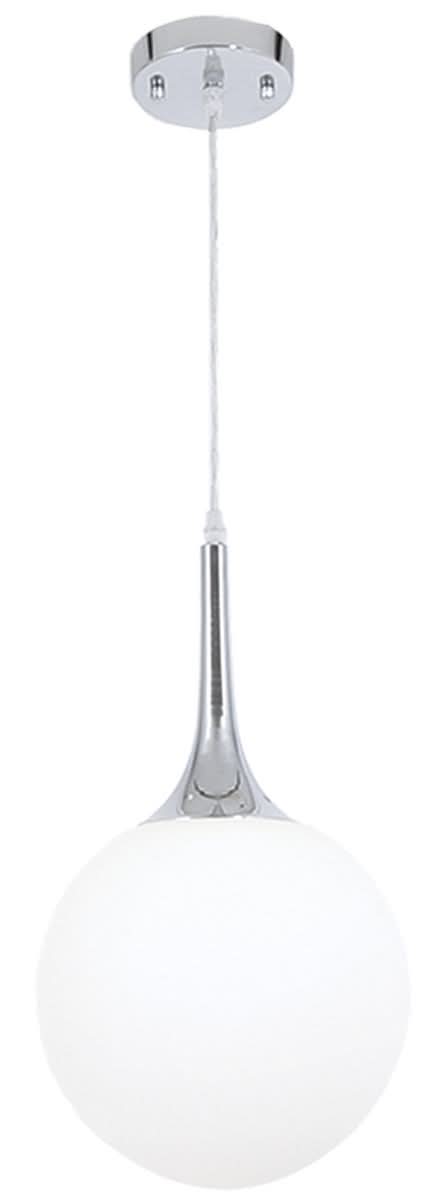 Chrome Pendant Light - Opal Glass