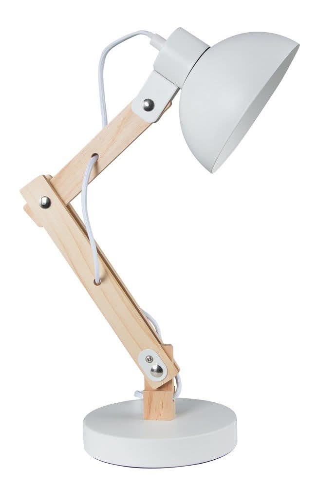 White Wood Metal Desk Lamp Swivel Arm