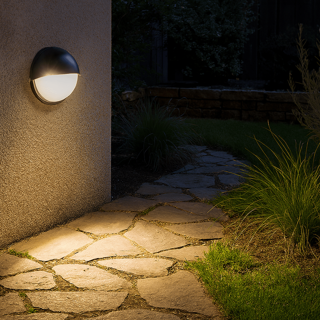 Black LED Bulkhead Light - IP54 Eyelid